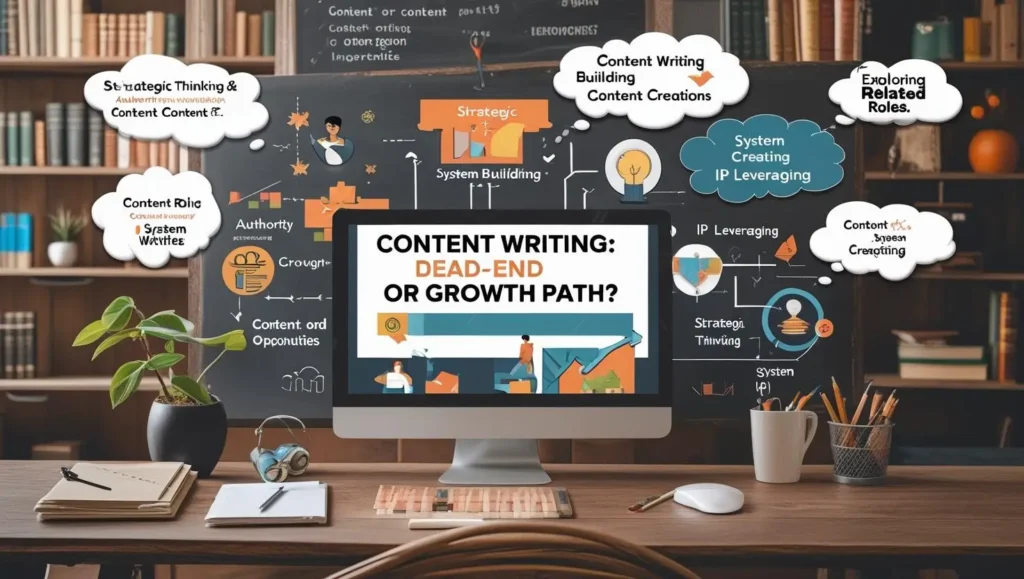 An infographic showing content writing growth paths and stages